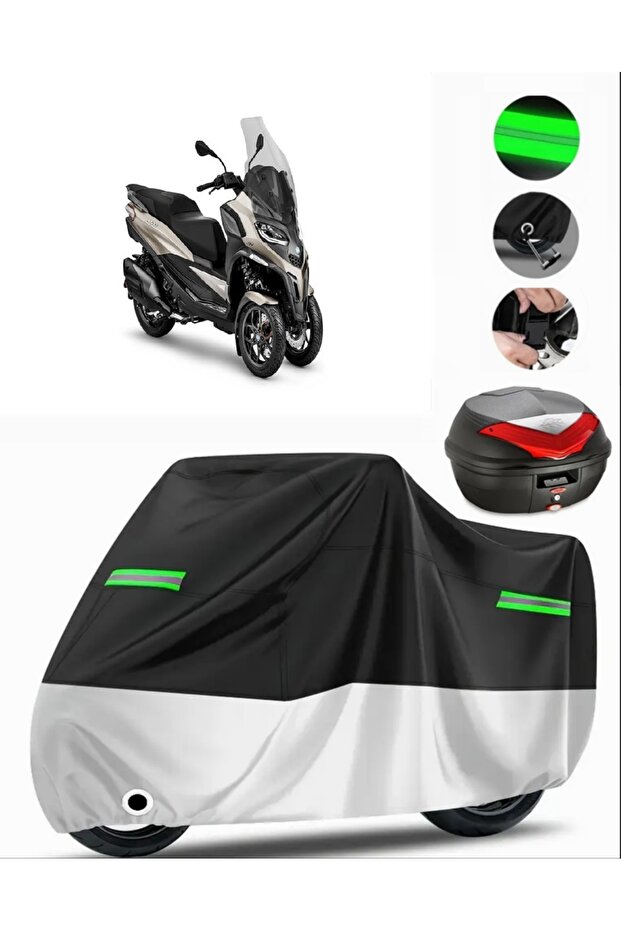 Piaggio Mp3 530 Exclusive Compatible Motorcycle Tarpaulin Premium (Lock Compatible)- Black - Mpro9002