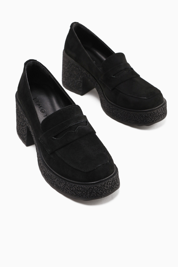 Boi Black Suede Platform Casual Women's Shoes