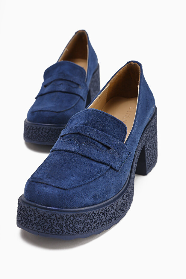 Boi Navy Blue Suede Platform Casual Women's Shoes