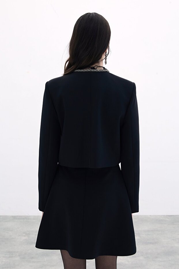 Beaded Short Jacket - Black - 7