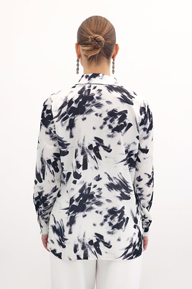 قميص كلاسيكي منقوش - أسود - 7