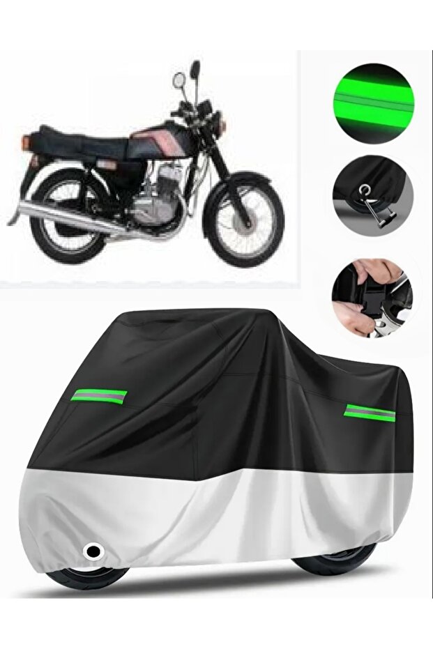 Jawa 250 Laser Rear Bag Compatible Premium Motorcycle Tarpaulin (Lock Compatible) Black-Grey
