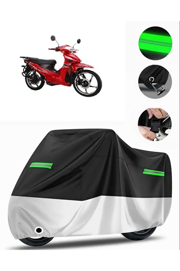 Vitello Leon 100 Rear Bag Compatible Premium Motorcycle Tarpaulin (Lock Compatible) Black-Grey