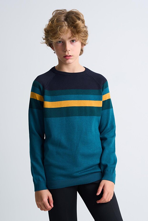 Alexandergardı Color Block Cotton Children's Sweater (C23-7106)