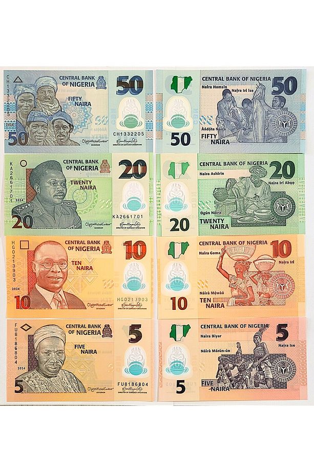 Nijerya 5-10-20-50 Naira, Polymer, Yabancı Kağıt Para Seti "ÇİL" - 1