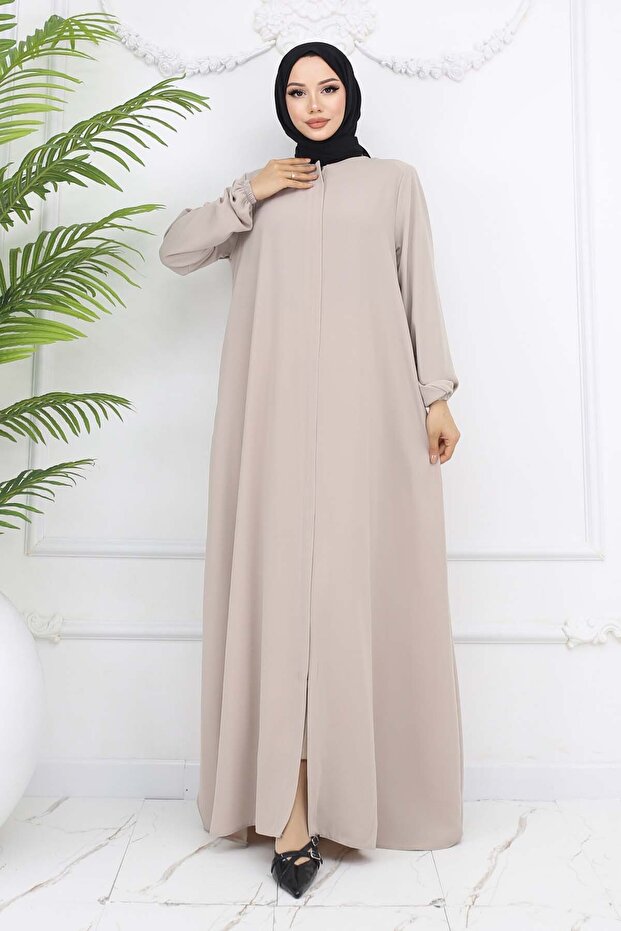 Elastic Sleeves Hidden Zipper Ferace Stone Color 1002