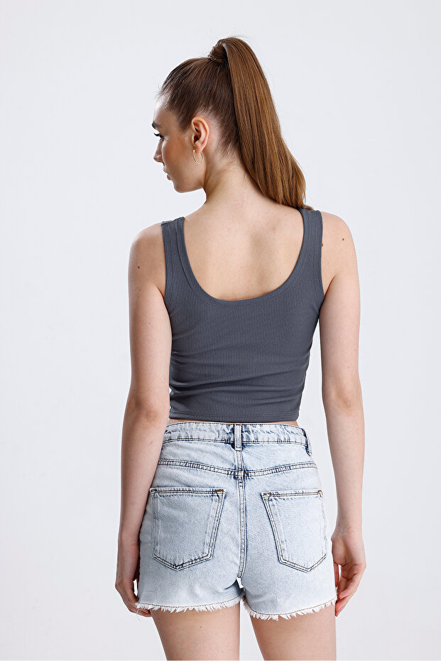 Oval Yaka Büstiyer Crop - 5