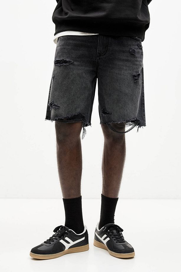 Distressed denim bermuda - 3