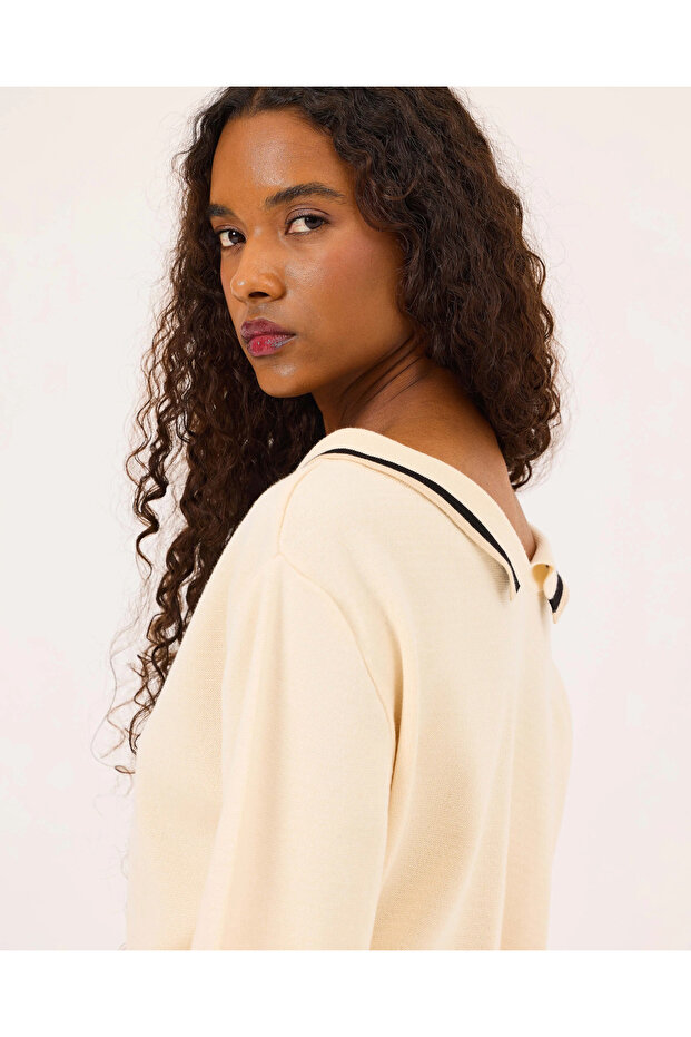 Elastik Bel Uzun Kollu Triko Kazak - 4