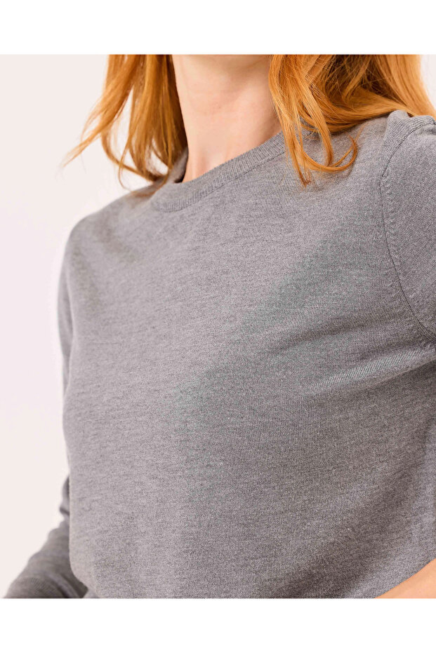 Yuvarlak Yaka Uzun Kollu Triko Bluz - 5
