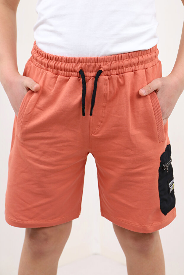 Boy's Zippered Shorts with Pocket on the Leg and Rigging Detail