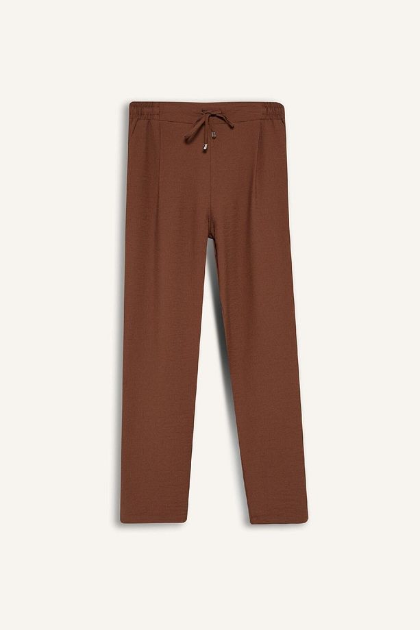 Jogger Pantolon Keten Görünümlü Cepli Yüksek Bel Düz Paça R0433AZ25SP - 8