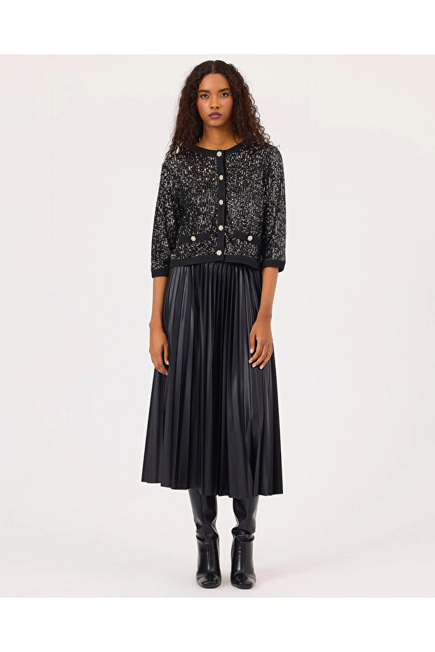 Seçil Pliseli Etek -242610001 Siyah - 5