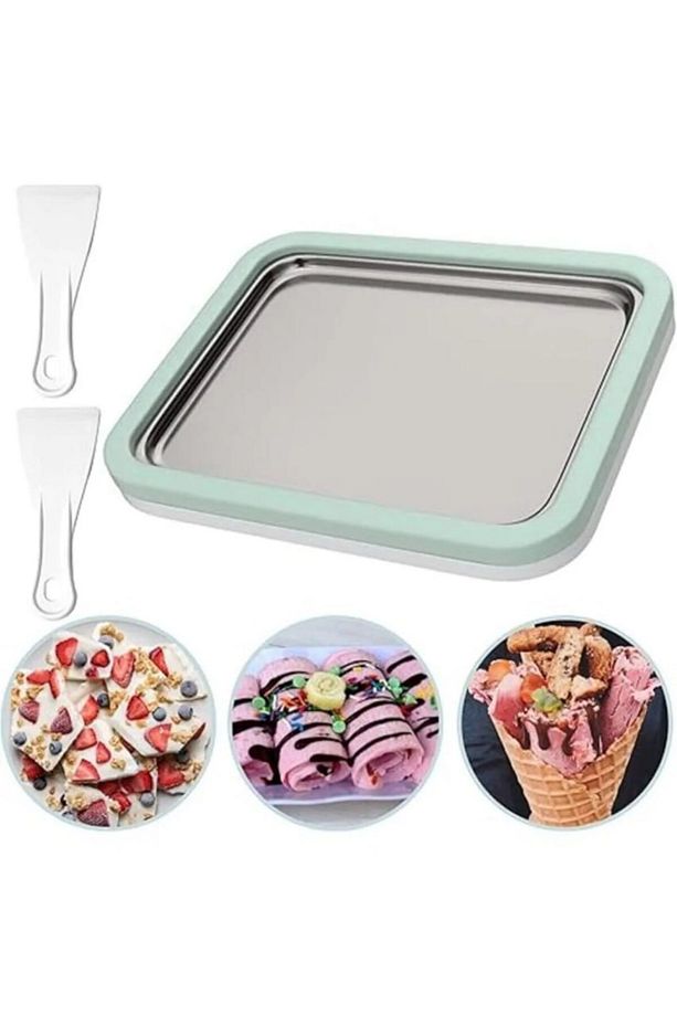 Ev Tipi Spatulalı Kore Tarzı Rulo Dondurma Tavası  Yoğurt Dondurma Bowl Tabağı Dondurma Yapma Aparat - 3
