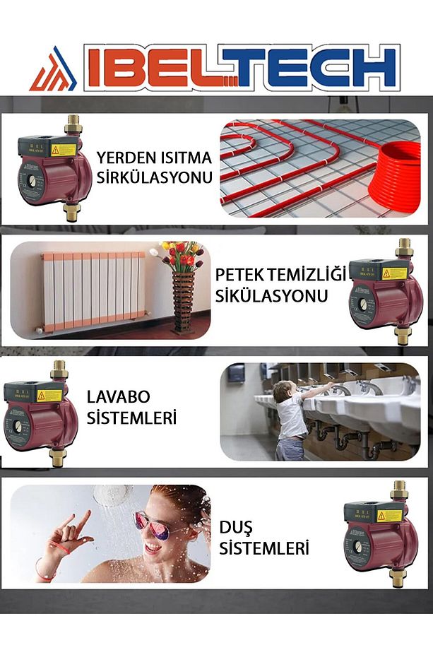 İbeltech Gpd16-9a Sıcak Güneş Enerjisi Su Devir Daim Sirkülasyon Su Pompası Motoru 1" - 3