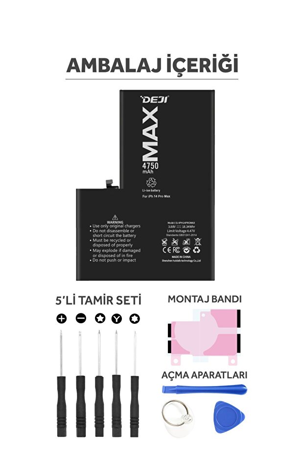 iPhone 14 Pro Max Uyumlu Mucize Batarya 4750mAh - 5