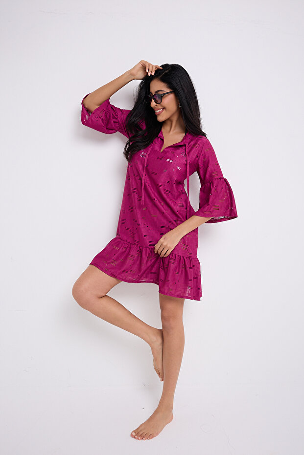 Fırfır Detaylı Elbise - 8