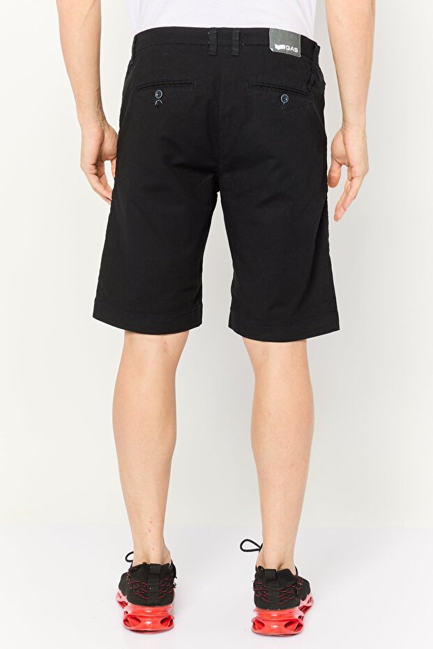 Men Solid Basic Shorts, Black - 4