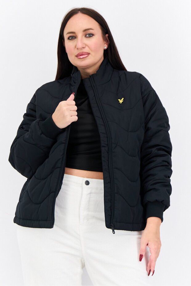 Women Brand Logo Quilted Jacket, Black