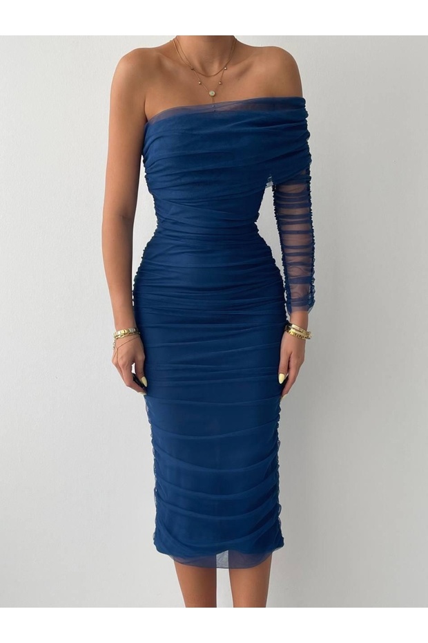 Polack Tek Omuz Tül Elbise - 2