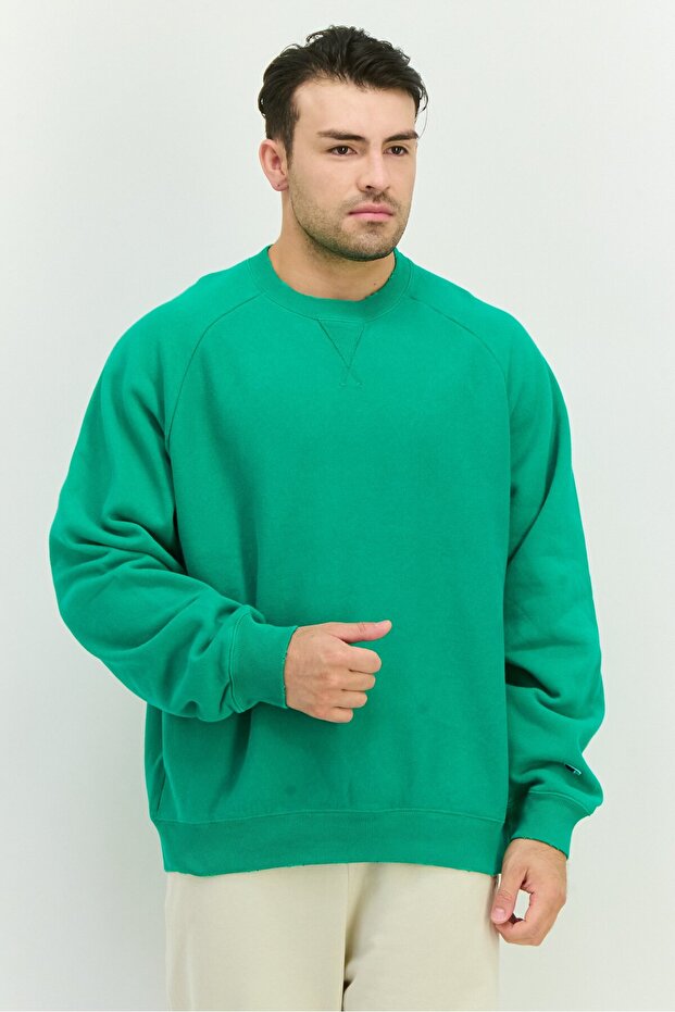 Men Sportswear Fit Long Sleeves Running Sweatshirt, Green