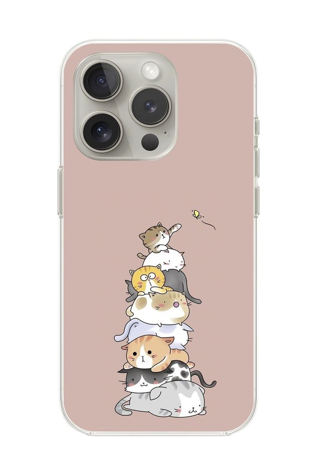 iPhone 15 Pro Compatible Transparent Case Kittens 1 Design