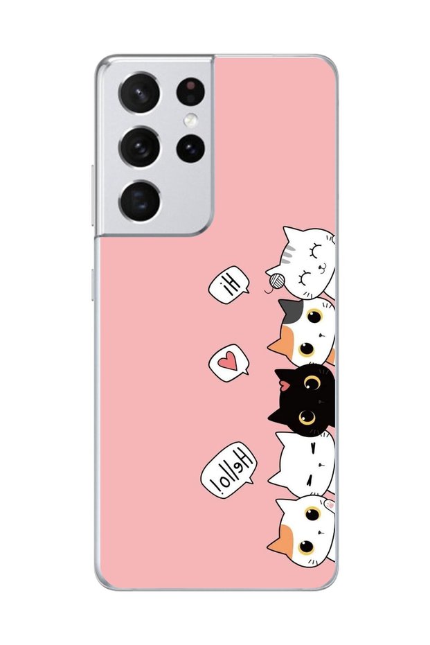 Transparent Case Compatible with Samsung Galaxy S21 Ultra Design Cats 2