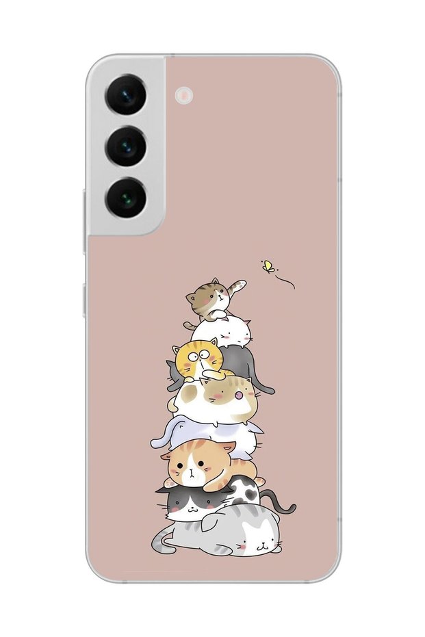 Samsung Galaxy S22+ Compatible Transparent Case with Cats 1 Design
