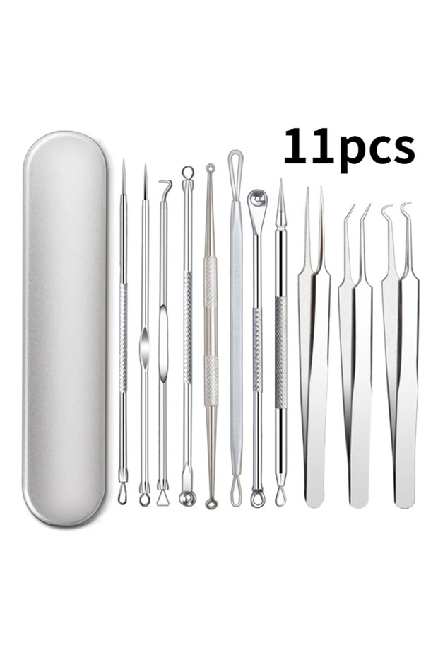 11Pcs Set 11Pcs/Set Acne Needle Blackhead Clip Remover Extraction Pore Black Head Cleaner Face Skin