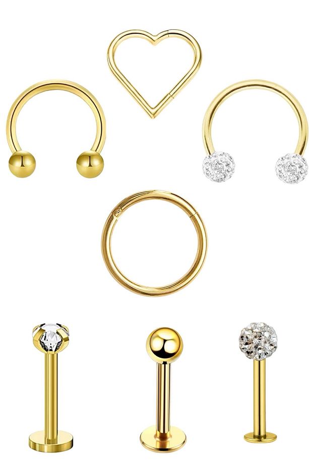 7 Farklı Model Cerrahi Çelik Set Piercing 8 mm - 2