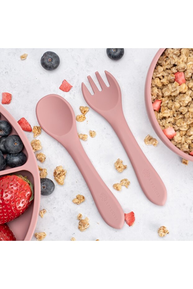 AppeKids Basic Old Rose Diversification Set, 100% Silicone, 6 months+ - 3