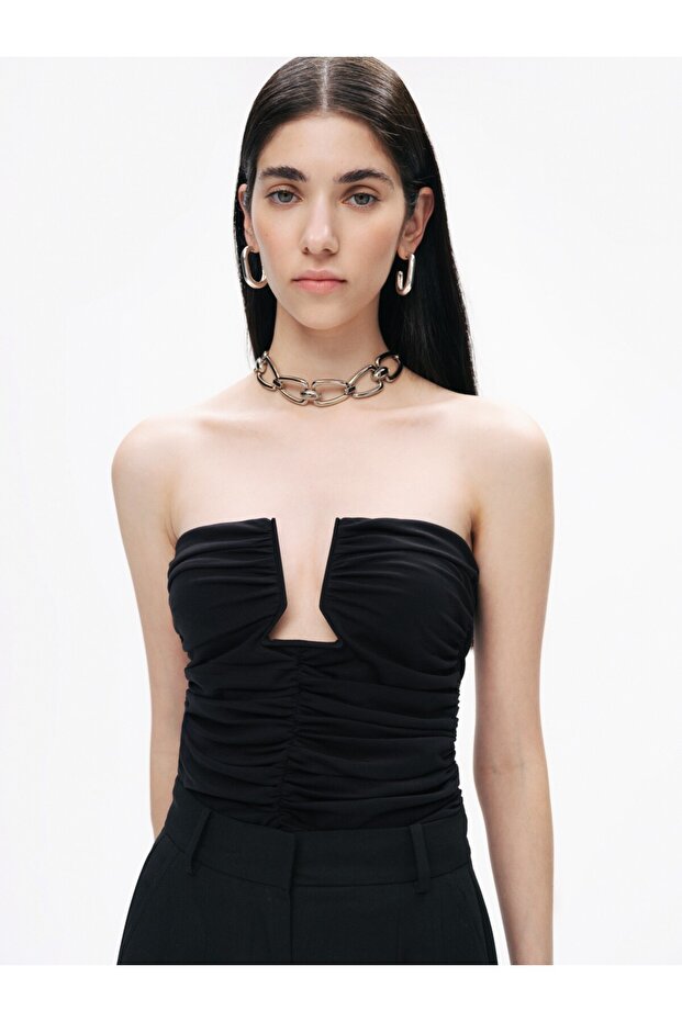 Drape Tasarımlı Crop Top - 4