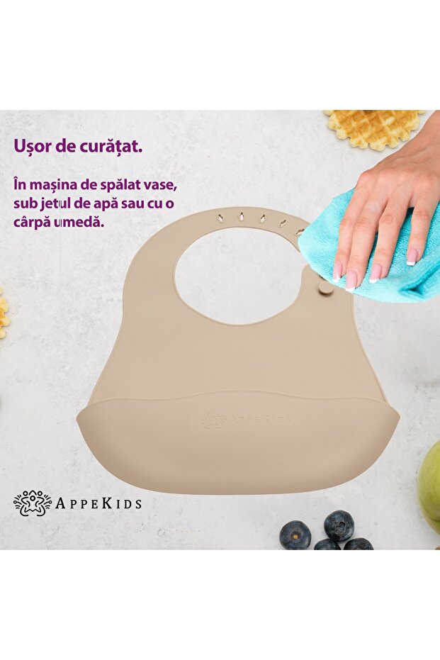 Silicone bib, - Bubble Beige - 3