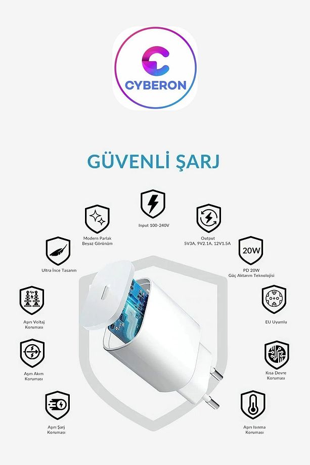 Iphone Type-c 25w Tüm Serilerle Uyumlu Hızlı Şarj Aleti Adaptör Kablo Set 7 8 X 11 12 13 14 Pro Max - 3