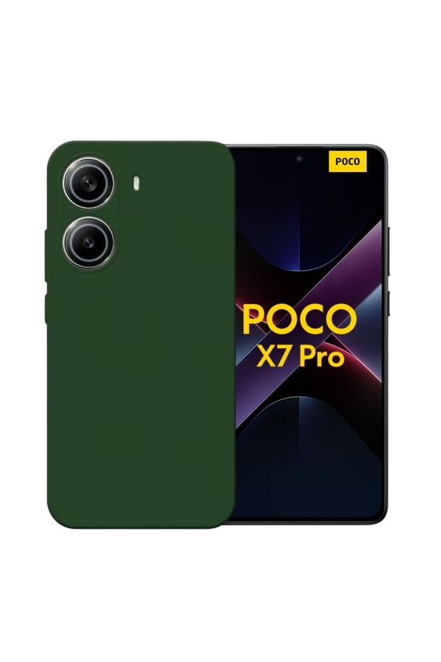 Poco X7 Pro Iron Man Edition Compatible Silicone Case - Flexible Cover with Camera Protection - Green
