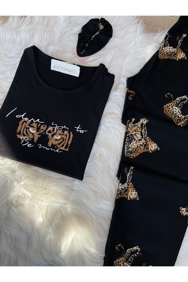 BLACK LEOPARD PATTERNED PEGASUS PAJAMAS SET - 5