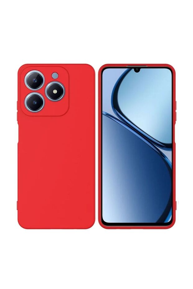Realme C63 Compatible Silicone Case - Flexible Pastel Color Cover with Camera Protection - Red