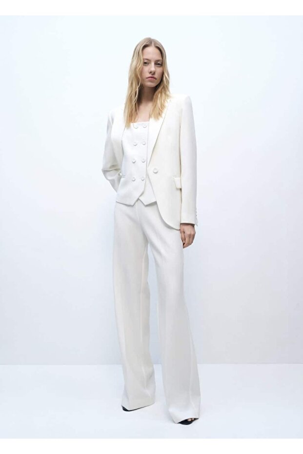 Çift düğmeli kumaş yelek - 2