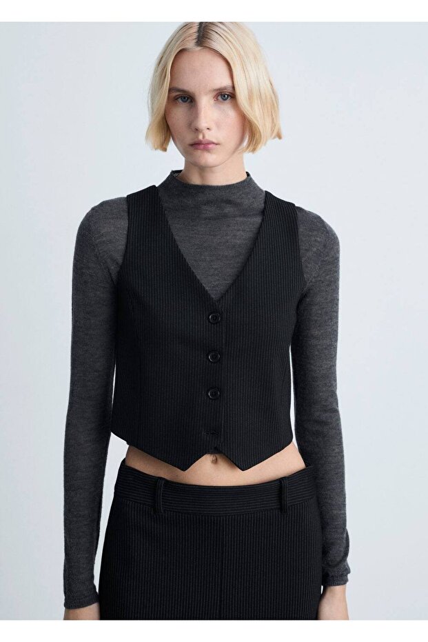 İnce çizgili yelek - 1