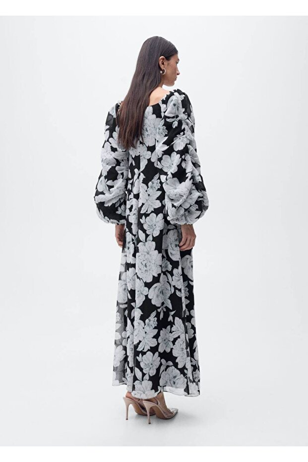 Çiçekli straplez elbise - 4