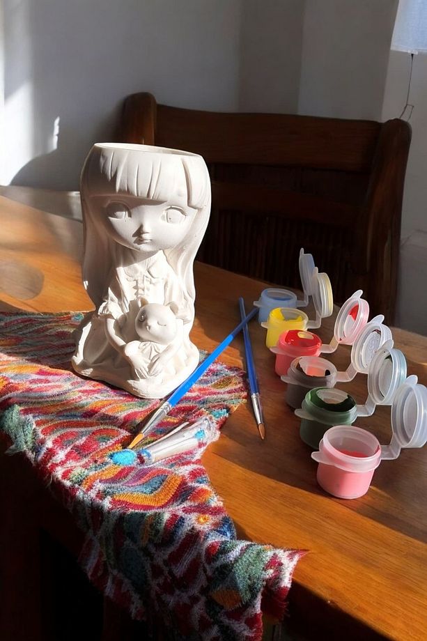 RabiART  DIY Kendin Yap Kız Çocuk Saksı Boyama SETİ - 1