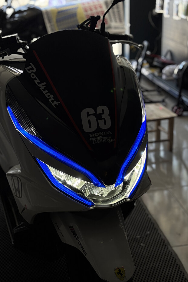 Blue Color Headlight Design Foil for Honda Pcx (2018-2020 Model Years)