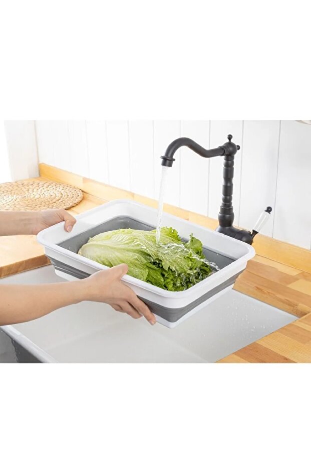 1 Piece Folding Basin Basin Bucket Accordion Rectangular Office A-5 Storage 4 Liters (Small Size) - 4