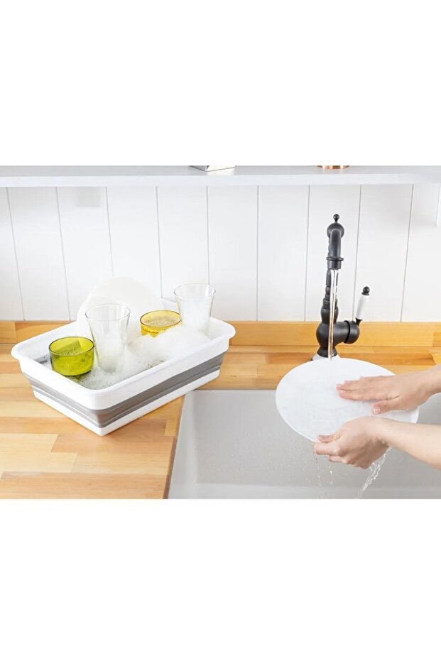 1 Piece Folding Basin Basin Bucket Accordion Rectangular Office A-5 Storage 4 Liters (Small Size) - 5