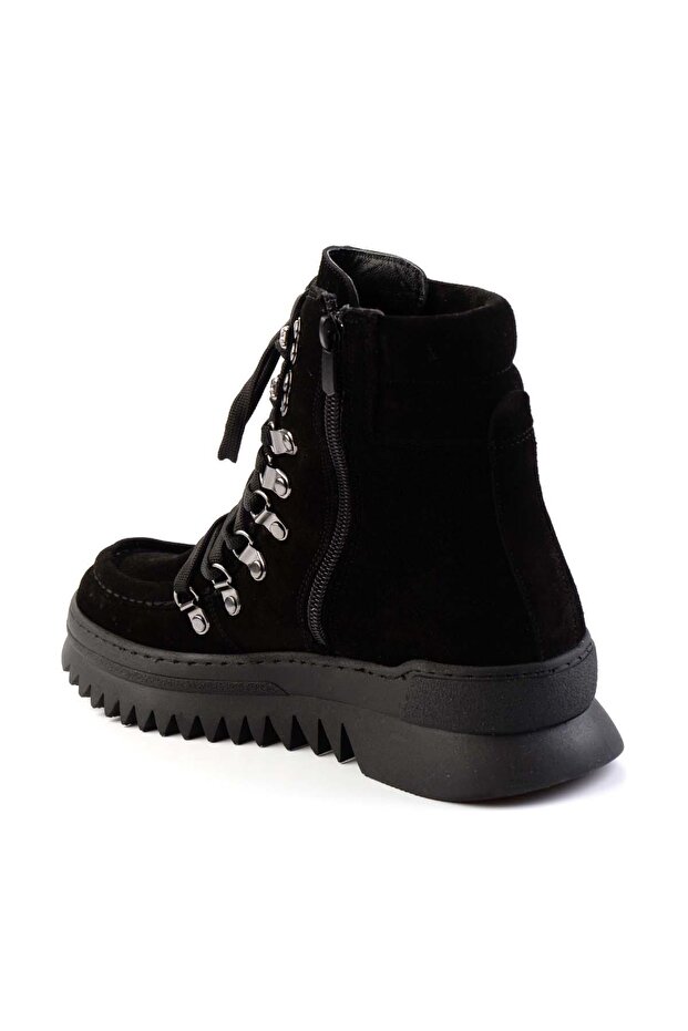 Siyah Süet Hakiki Deri Kadın Bot & Bootie K02032150502 - 4