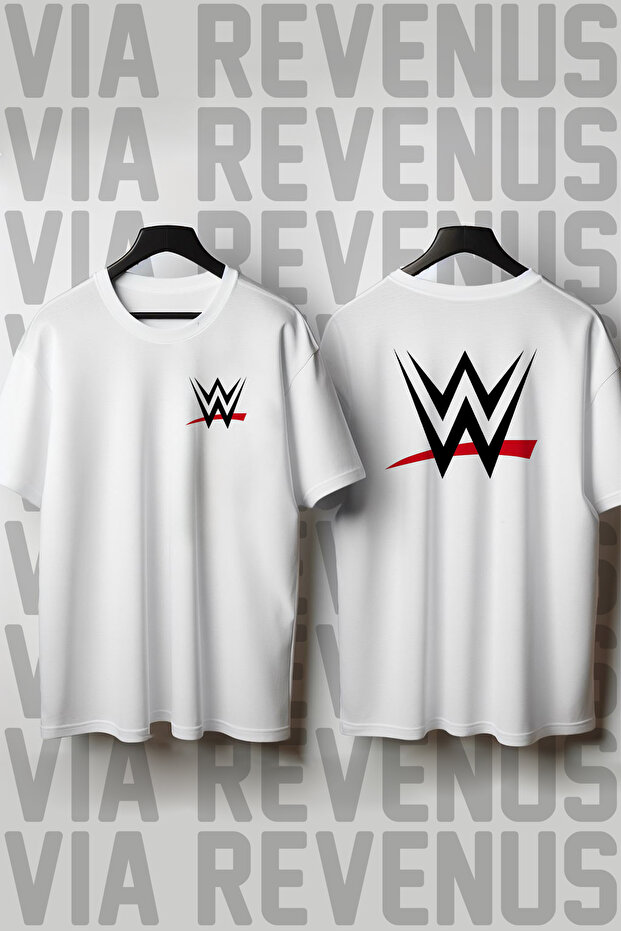 Wwe / American Wrestling Front and Back Printed Crew Neck Wide Fit Unisex Tshirt