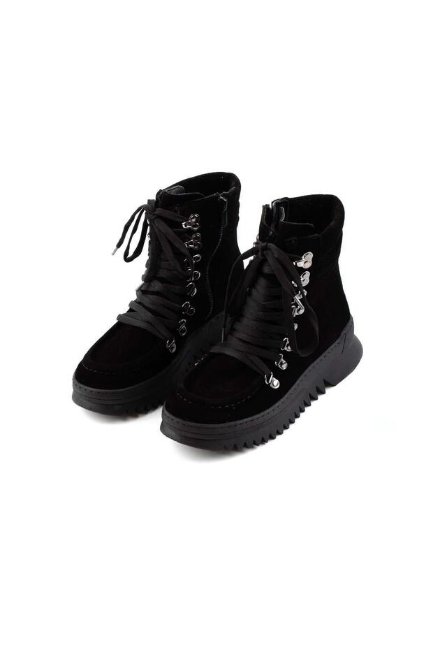 Siyah Süet Hakiki Deri Kadın Bot & Bootie K02032150502 - 2