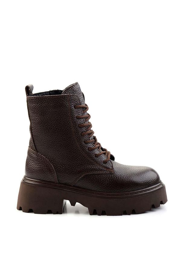 Kahve Hakiki Deri Kadın Bot & Bootie K02192187003 - 1