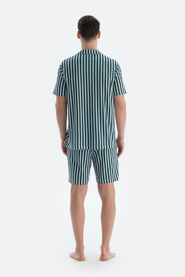 Multıcolor Çizgili Gömlek Şort Pijama Takımı - 2