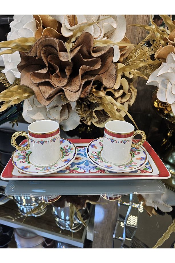 2 Kişilik Tabaklı Şık Kahve Fincan Takımı 90 ML - 3
